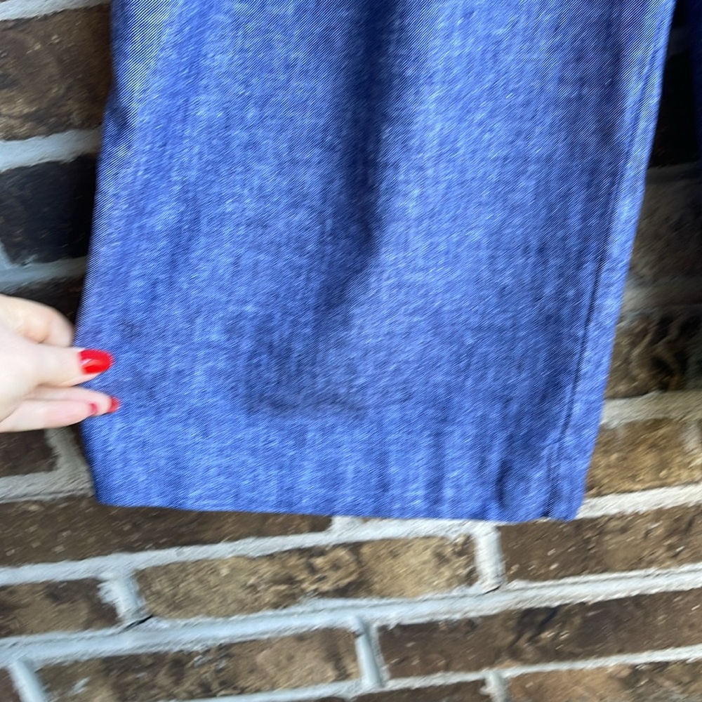 Banana Republic Blue Linen Blend Chambray Wide Leg Cropped Jumpsuit - Picture 12 of 14